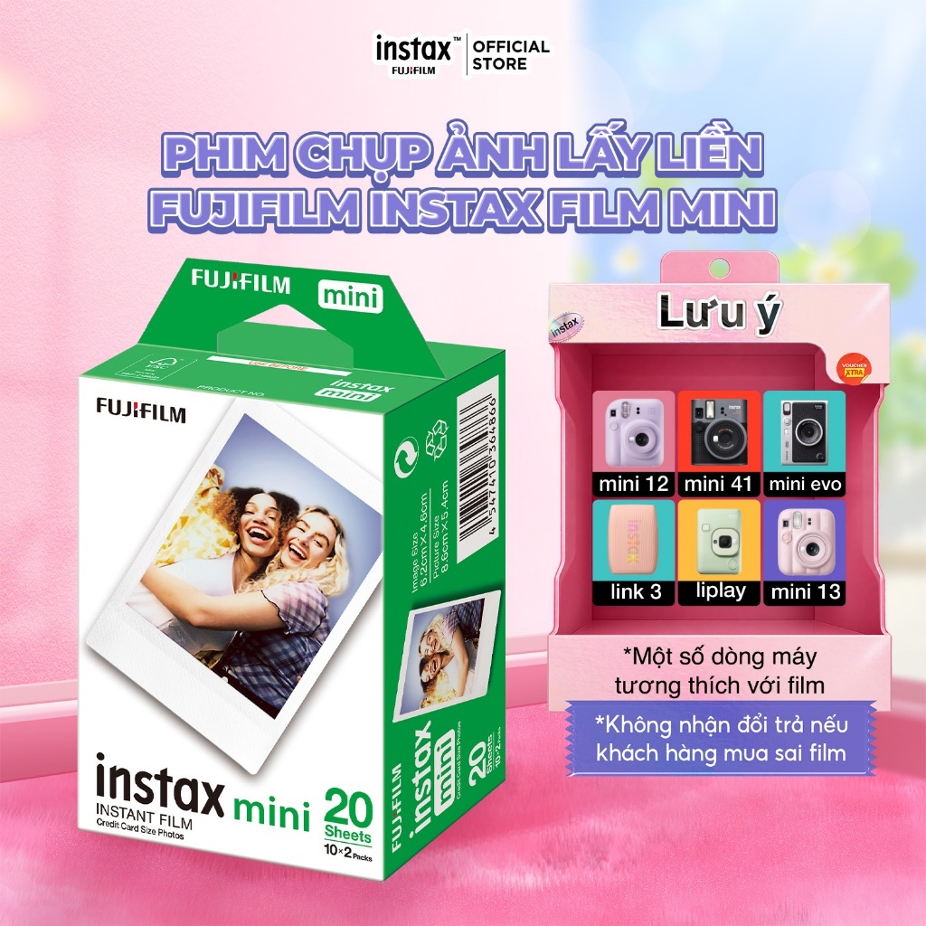 Phim Chụp Ảnh Lấy Liền Fujifilm instax Film Mini Viền Trắng - Dùng Cho mini…