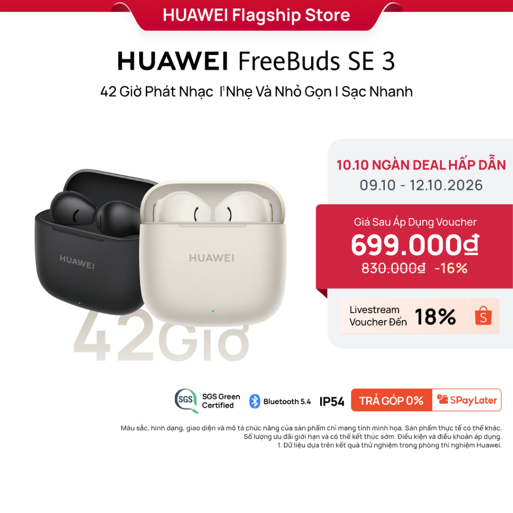 Tai Nghe Bluetooth HUAWEI FreeBuds SE 3 42 Giờ Phát Nhạc Nhẹ Và Nhỏ Gọn Sạc…