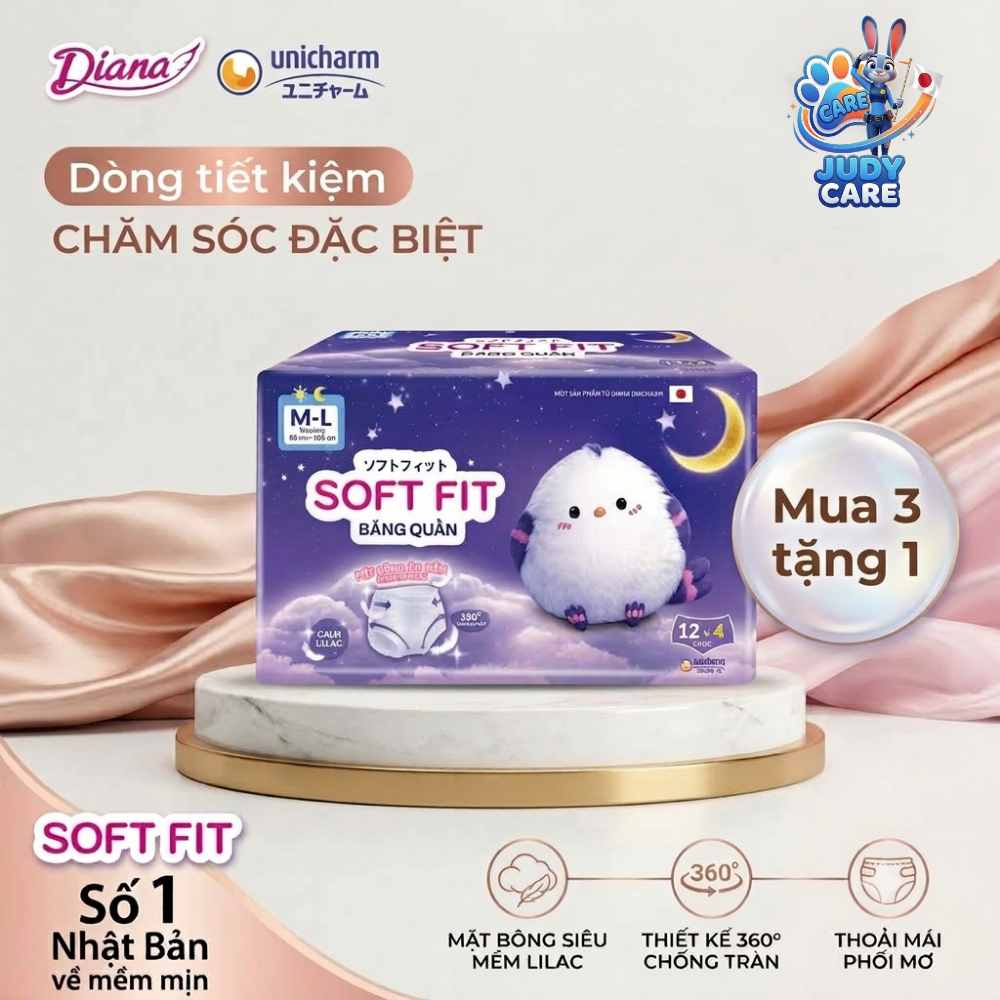 1 Gói băng quần Diana Soft Fit 16 miếng siêu tiết kiệm - Mua 3 tặng thêm 1
