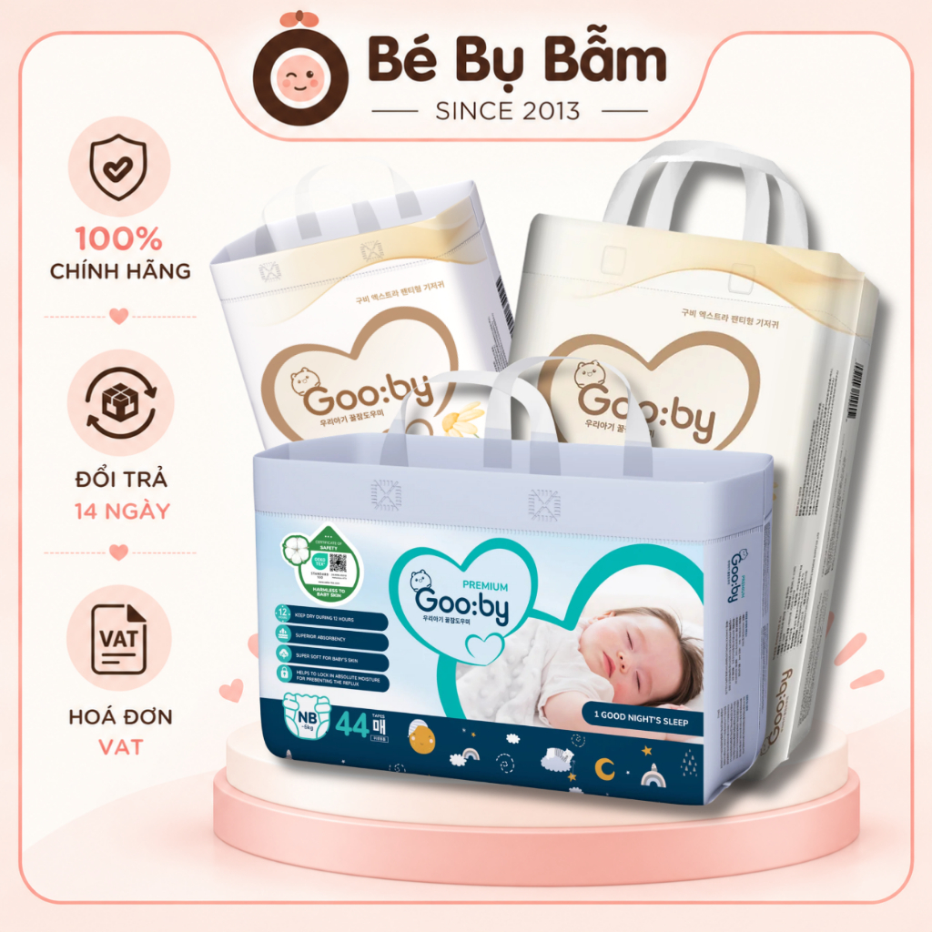 👶 [CÓ QUÀ] Tã Bỉm Gooby Extra, Gooby Premium Đêm, Ngày Cho Bé, Chính hãng…