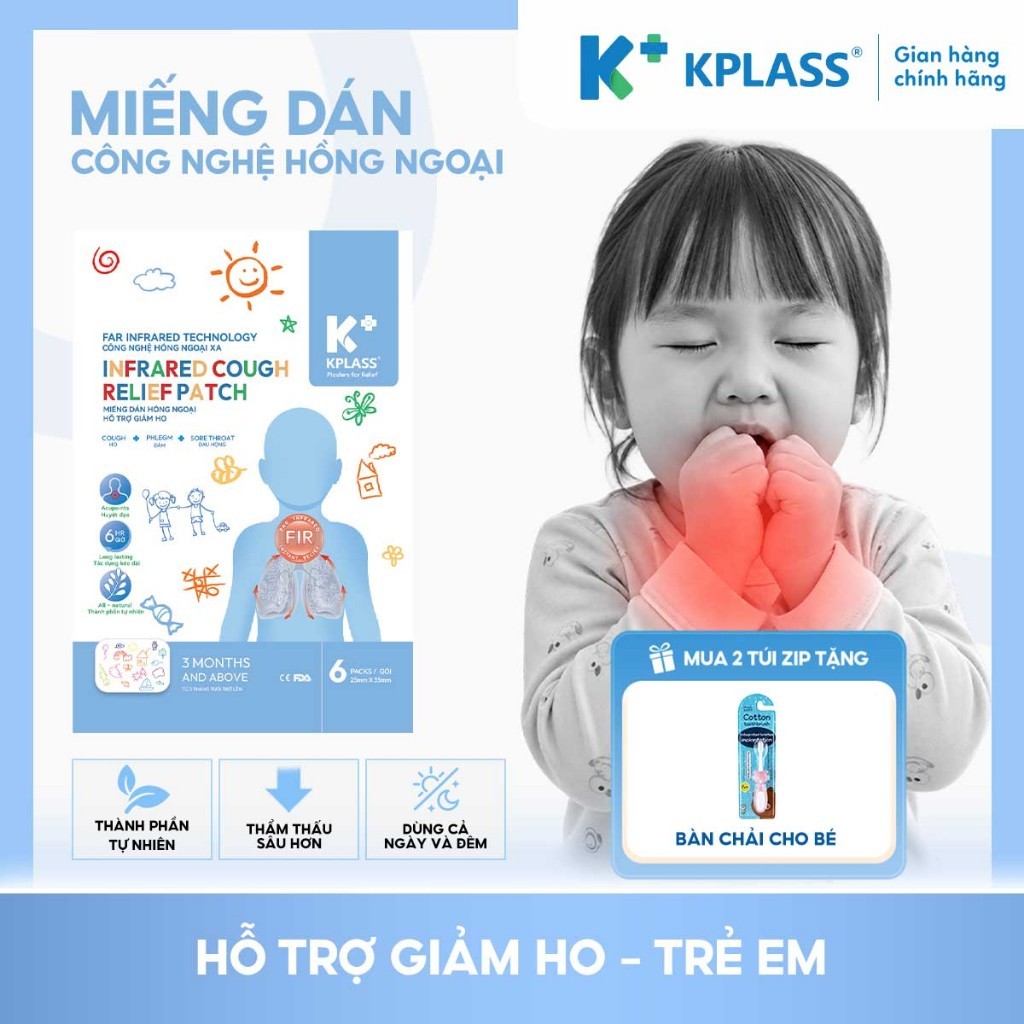 Miếng dán hồng ngoại hỗ trợ giảm ho cho bé từ 3 tháng tuổi KPLASS - Miếng dán…