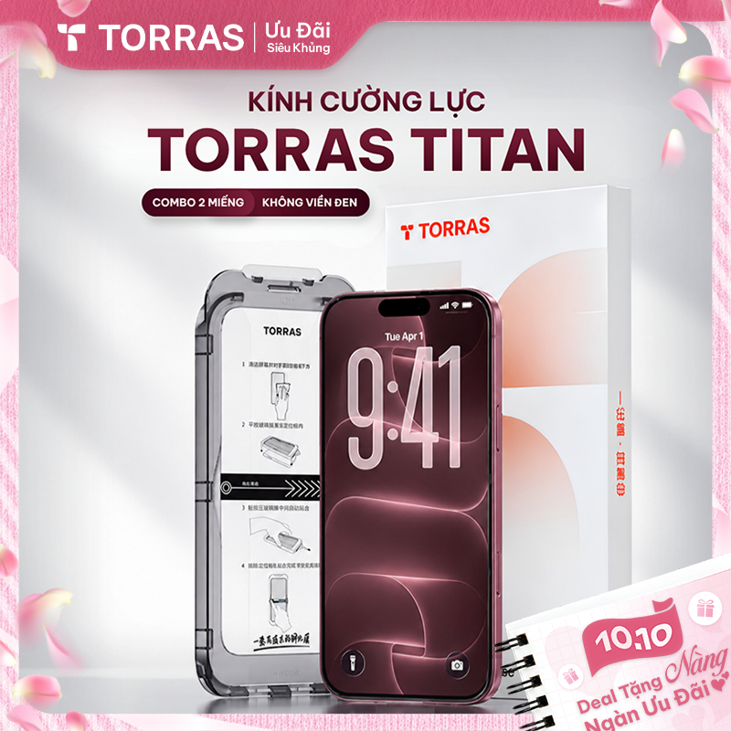 Kính Cường Lực TORRAS iPhone 2 Miếng Tự Dán Chống Vân Tay Bảo Vệ Màn Hình…