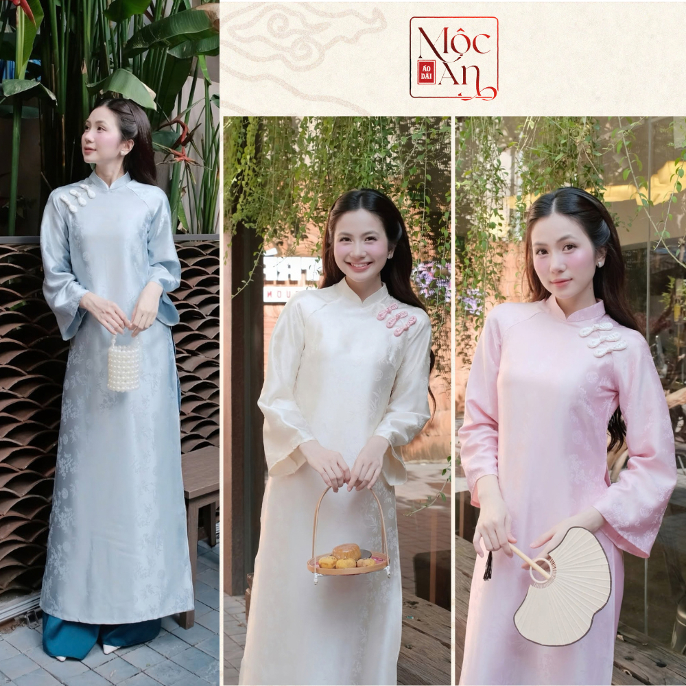 Áo Dài Dáng Suông THANH TRÚC, Áo Dài Gấm Suông Dễ Mặc -Áo Dài Mộc An