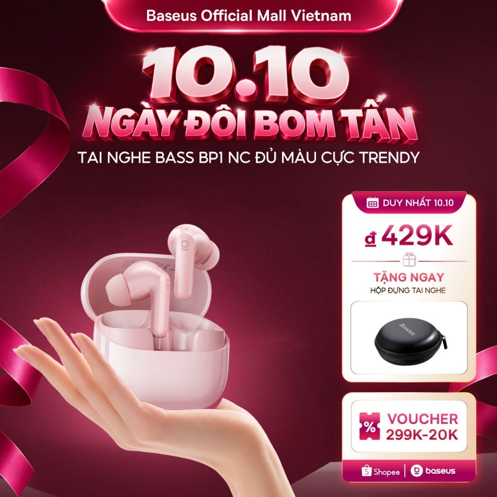 Tai Nghe Không Dây Baseus BP1 NC Chống Ồn Thông Minh,Chống Nước,Pin 41h,Chill…