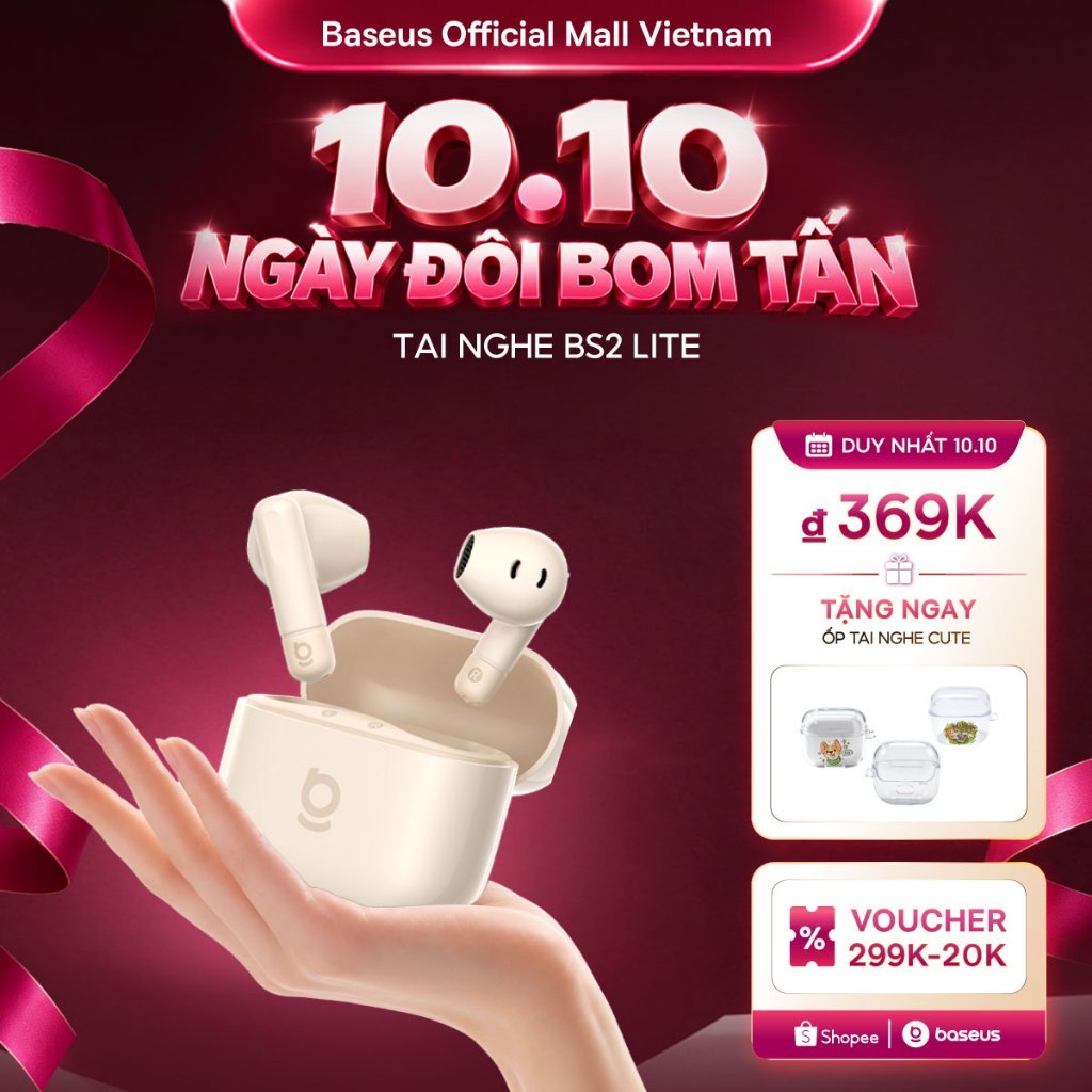 Tai Nghe Baseus Bass BS2 Lite Bluetooth 6.0 &2 Mic AI Call Rõ, Nghe Nhạc, Tập…