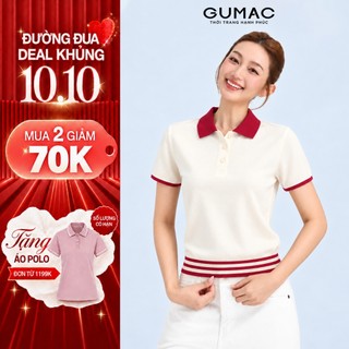 [VOUCHER 70K] Áo Polo Nữ GUMAC Áo Thun Có Cổ Chất Tổ Ong Thoáng Mát Bigsize Phối Sọc Trẻ Trung Năng Động APG01024