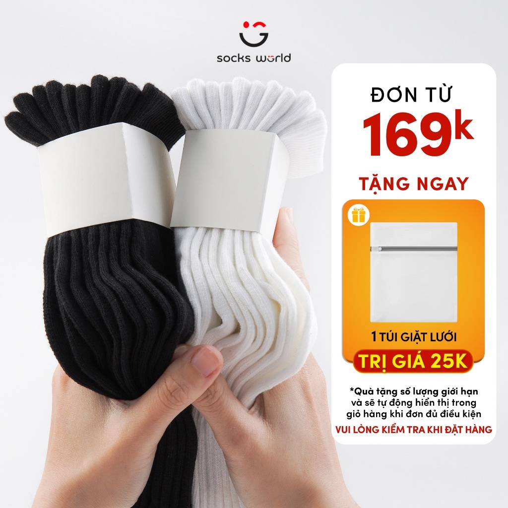 Tất Vớ Cổ Cao Nam Nữ Basic SocksWorld Unisex Êm Ái Dày Dặn Thoáng Khí…