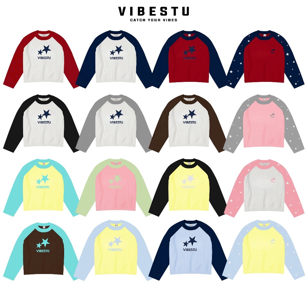 Áo Thun Tay Dài Raglan Boxy VIBESTU ''Longsleev Raglan Star '' Form Boxy…