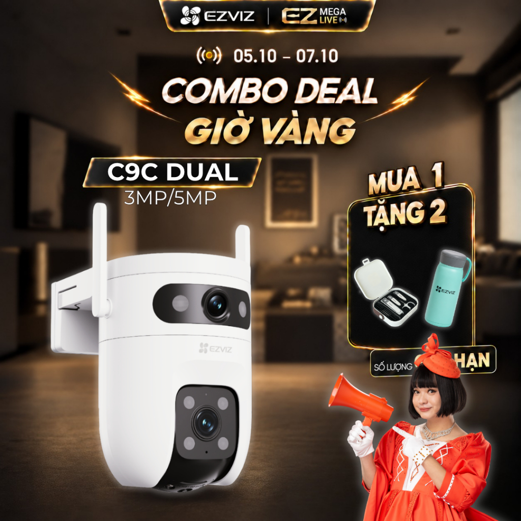 Camera Wifi EZVIZ Ngoài Trời C9C 3MP/5MP Ống Kính Kép, IP65 Chống nước, Cảnh…