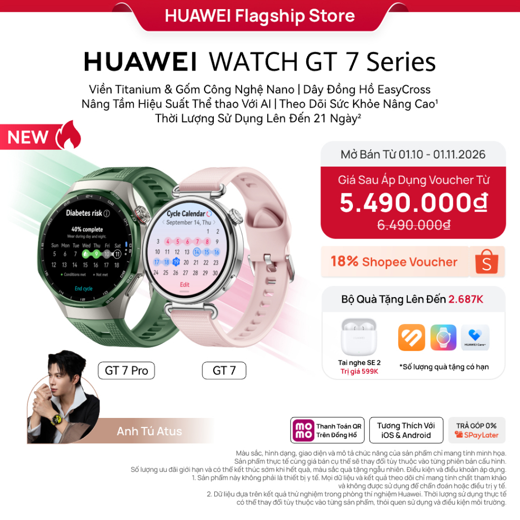 Đồng Hồ Thông Minh HUAWEI WATCH GT7 Series Chăm Sóc Sức Khỏe Chuyên Sâu Đạp Xe…