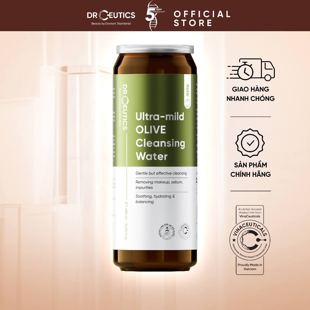DRCEUTICS REFILL NƯỚC TẨY TRANG OLIVE – DẠNG NƯỚC & SỮA TIẾT KIỆM – DỊU NHẸ…