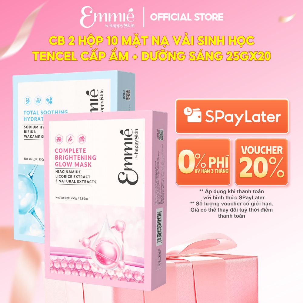Combo 2 Hộp Mặt nạ sinh học Tencel Emmie Hỗ Trợ Dưỡng Sáng Cấp Ẩm Làm Dịu Da…