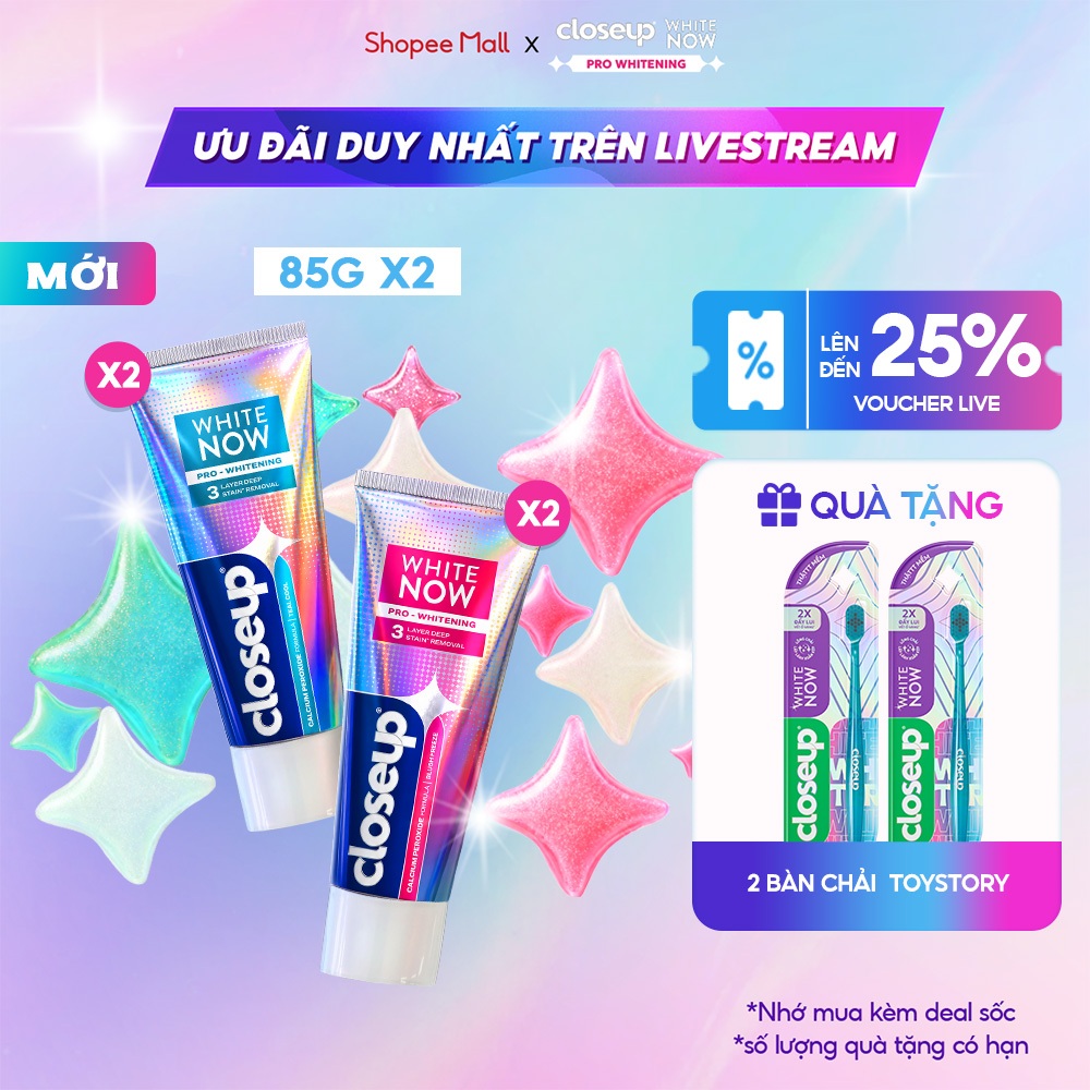 Combo 2 Kem Đánh Trắng Răng Closeup White Now Pro Whitening Peroxide Sạch 3…