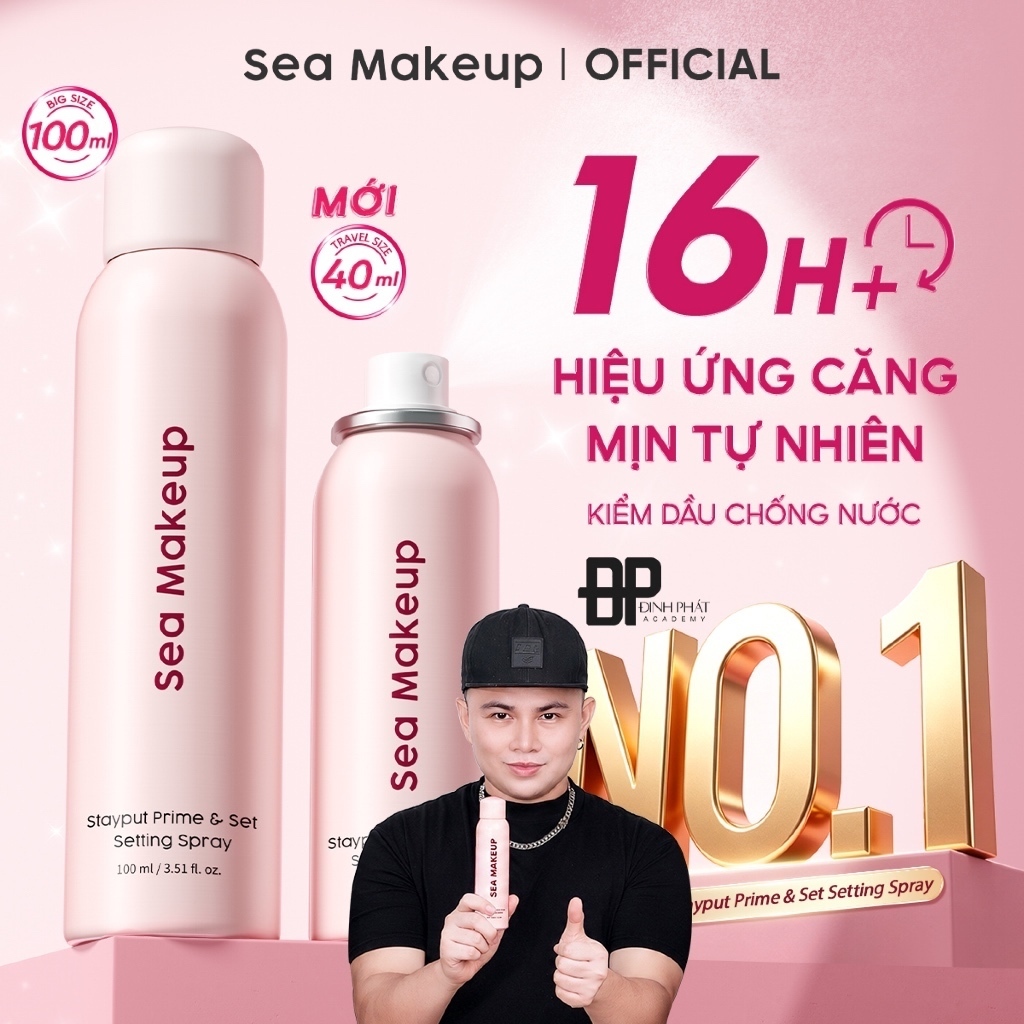 Xịt khoá nền Sea Makeup Stayput Prime & Set Setting Spray Hỗ trợ 16H+++…