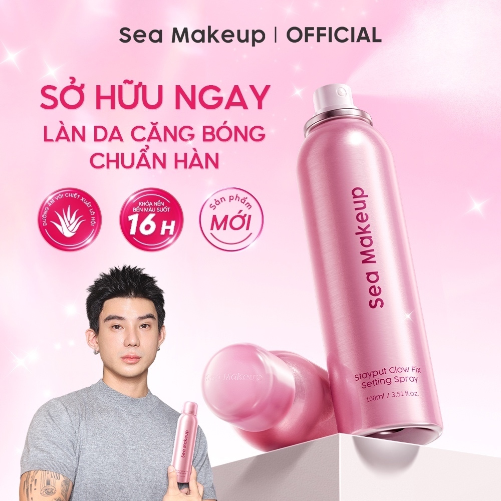 Xịt khoá nền Sea Makeup Stayput Glow Fix Setting Spray trang điểm tạo hiệu ứng…
