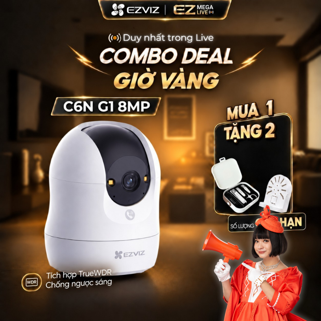 Camera EZVIZ C6N G1 8MP - Góc siêu rộng, Nhận Diện Người và Thú Cưng, True WDR…