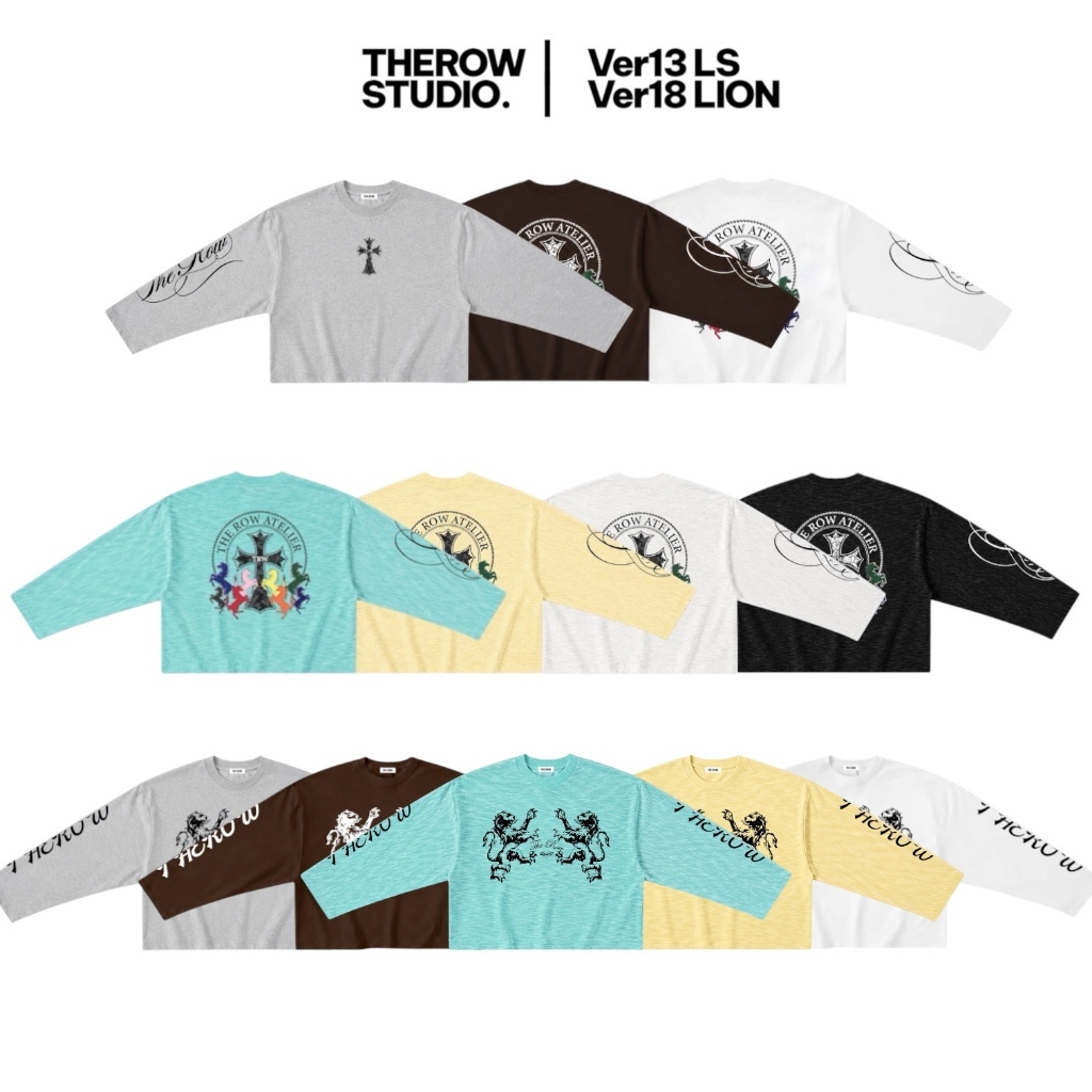 THEROW Áo Thun Tay Dài Long Sleeve Boxy 250gsm Form Rộng Cổ Tròn " LS LION"…