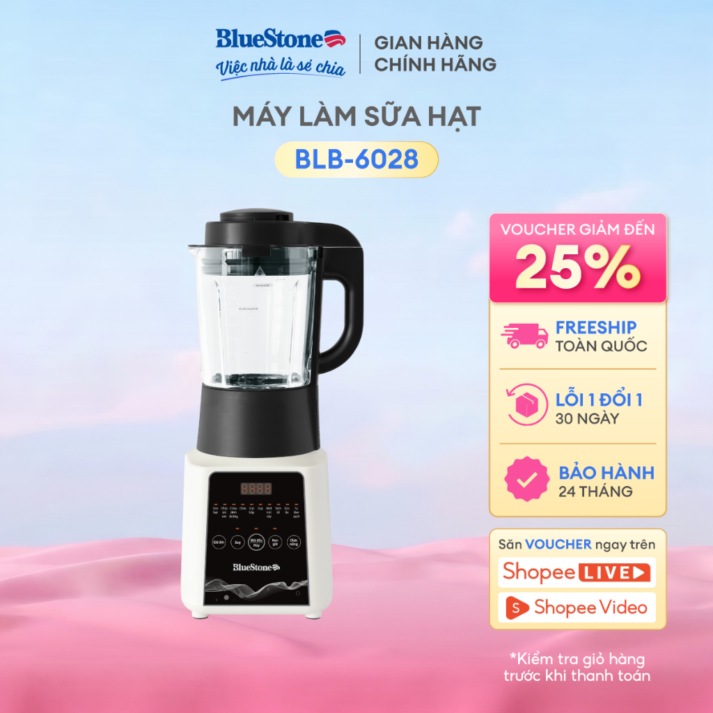 Máy Làm Sữa Hạt BlueStone BLB-6028 1.75L-1000W-Chống Trào, Ồn Thấp – Nấu Đa…