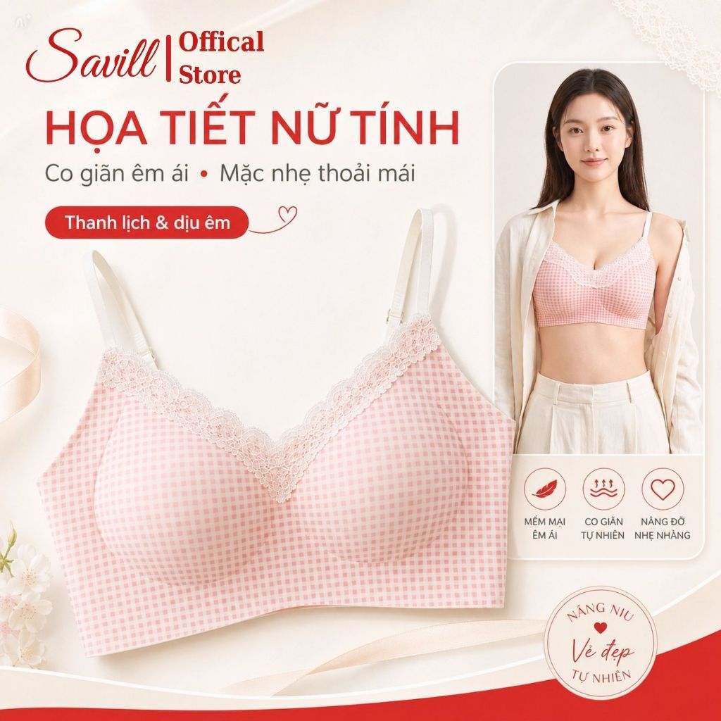 Áo Ngực Nữ Su Đúc Phối Ren Không Gọng - Áo Lót Nữ Dây Đôi Thời Trang Đệm Mỏng…
