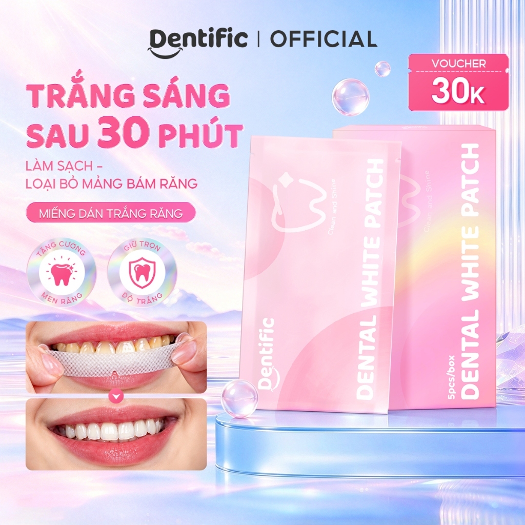 Miếng dán trắng răng Dentific sạch mảng bám, hỗ trợ cải thiện ố vàng răng…