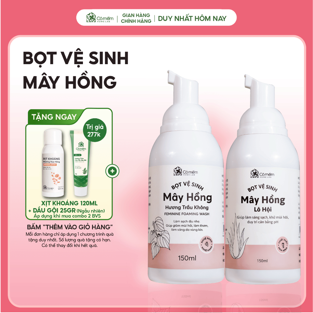 Bọt vệ sinh phụ nữ Mây Hồng Chiết Xuất Thiên Nhiên Cỏ Mềm 150ml