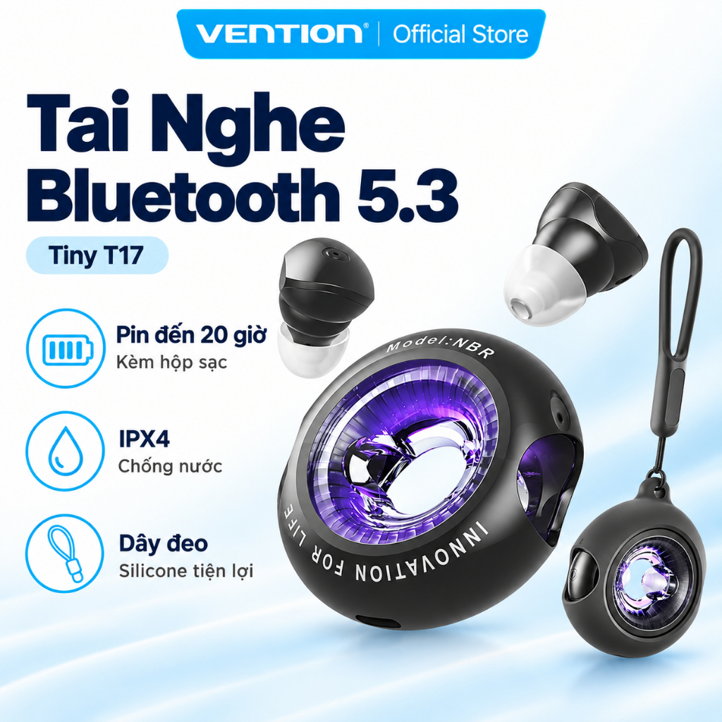 Tai nghe Bluetooth Vention – True Wireless, HiFi Sound Chống Ồn Chống Nước…