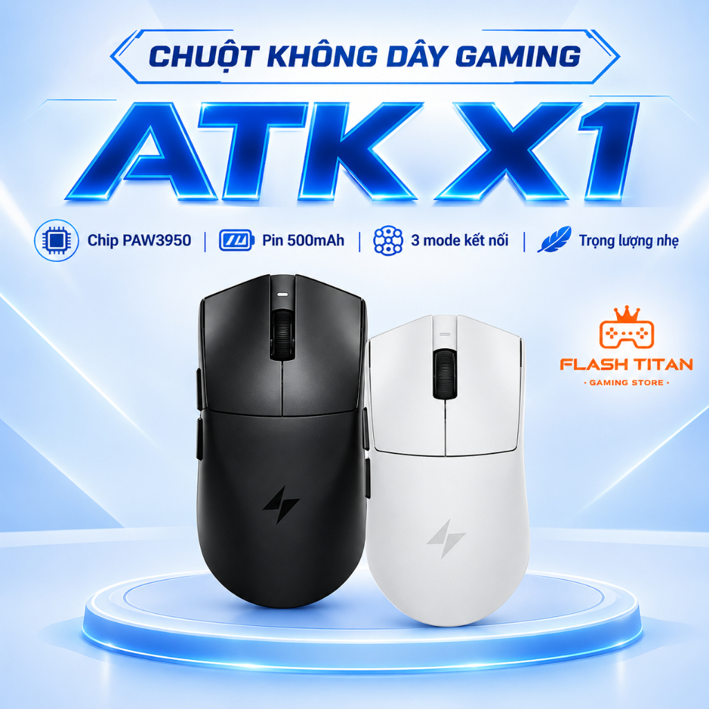 Chuột Gaming Không Dây ATK X1 PRO - Chip PAW3950 Mạnh Mẽ - 3 Chế Độ Kết Nối…