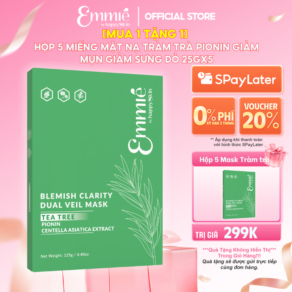 Mặt nạ tràm trà Emmie Giảm Mụn Sưng Đỏ Mặt Nạ Cho Da Dầu Mụn Hiệu Quả - Chất…