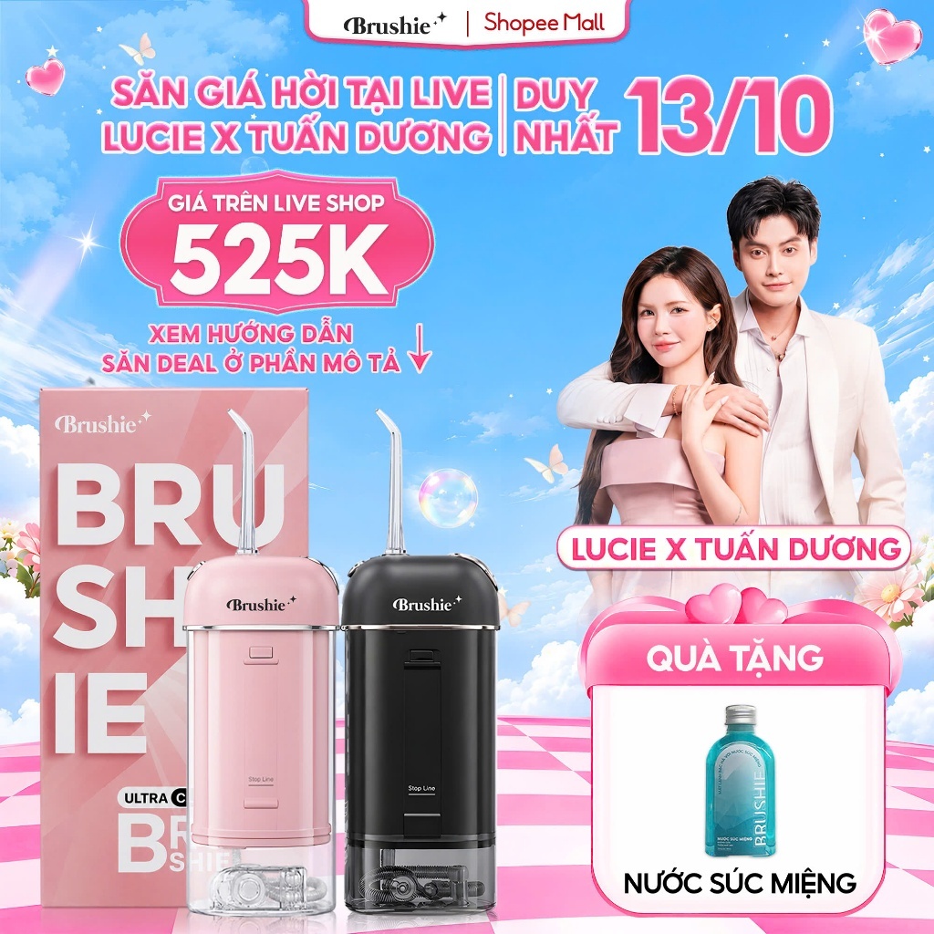Tăm nước Brushie Ultra Clean Flossie,Cải Tiến 16 Chế Độ Làm Sạch Sâu Cho Răng…