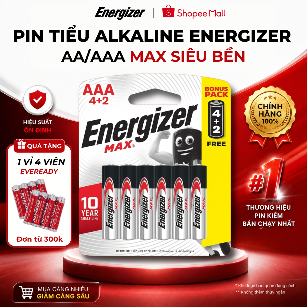 Pin tiểu Alkaline AA - AAA Energizer Max, Pin 2A/ 3A Dung lượng cao, an toàn…