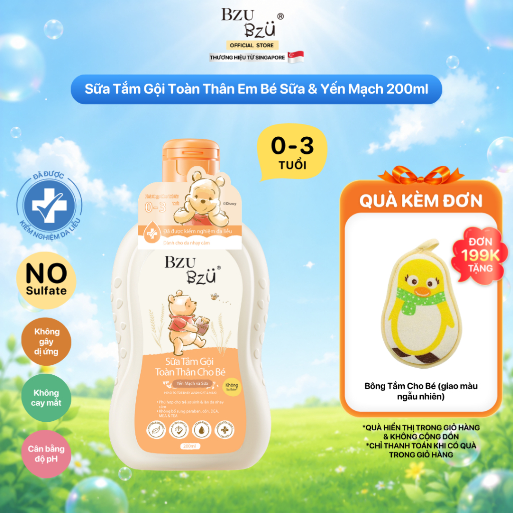 Sữa Tắm Gội Toàn Thân Em Bé Dịu Nhẹ 2 Mùi Hương (Hương Thư Giãn/ Hương Yến…