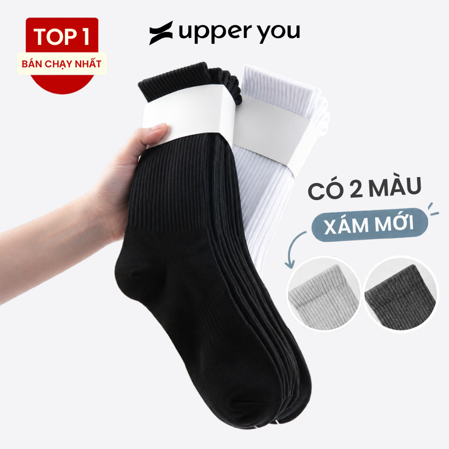 Tất Vớ Nam Nữ Cổ Cao Trơn UPPERYOU Êm Ái Dày Dặn Thoáng Khí - VSF4001/VSF3001