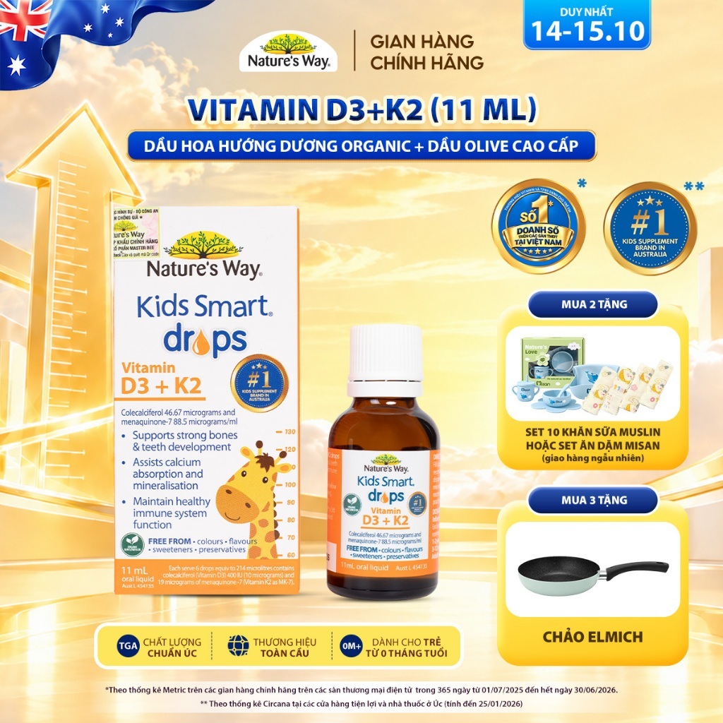 Vitamin D3K2 Nature's Way, Với Dầu Hoa Hướng Dương Organic, Giúp Bổ sung…