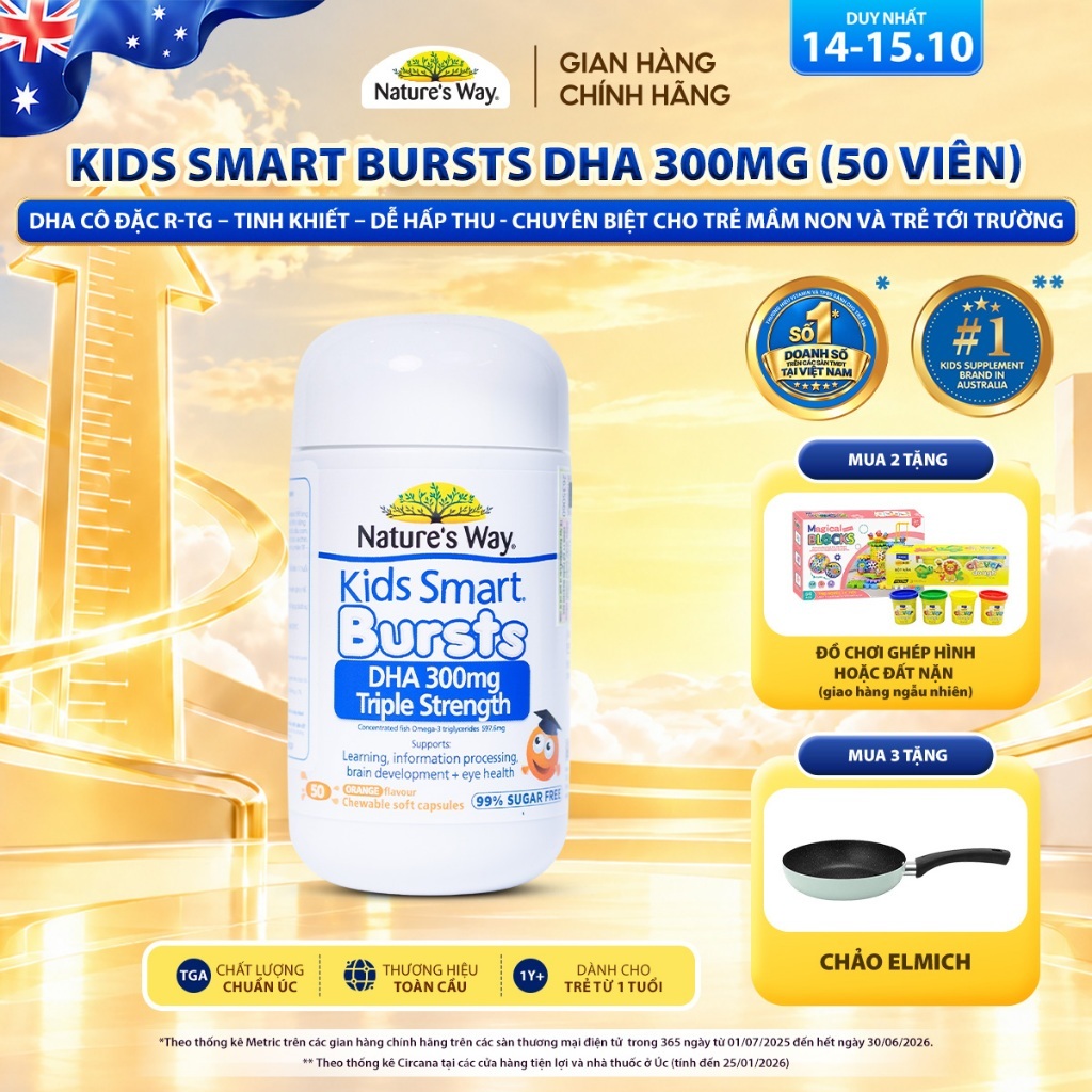 DHA 300mg Nature's Way Kids Smart Triple Strength Bổ Sung DHA Hàm Lượng Cao…