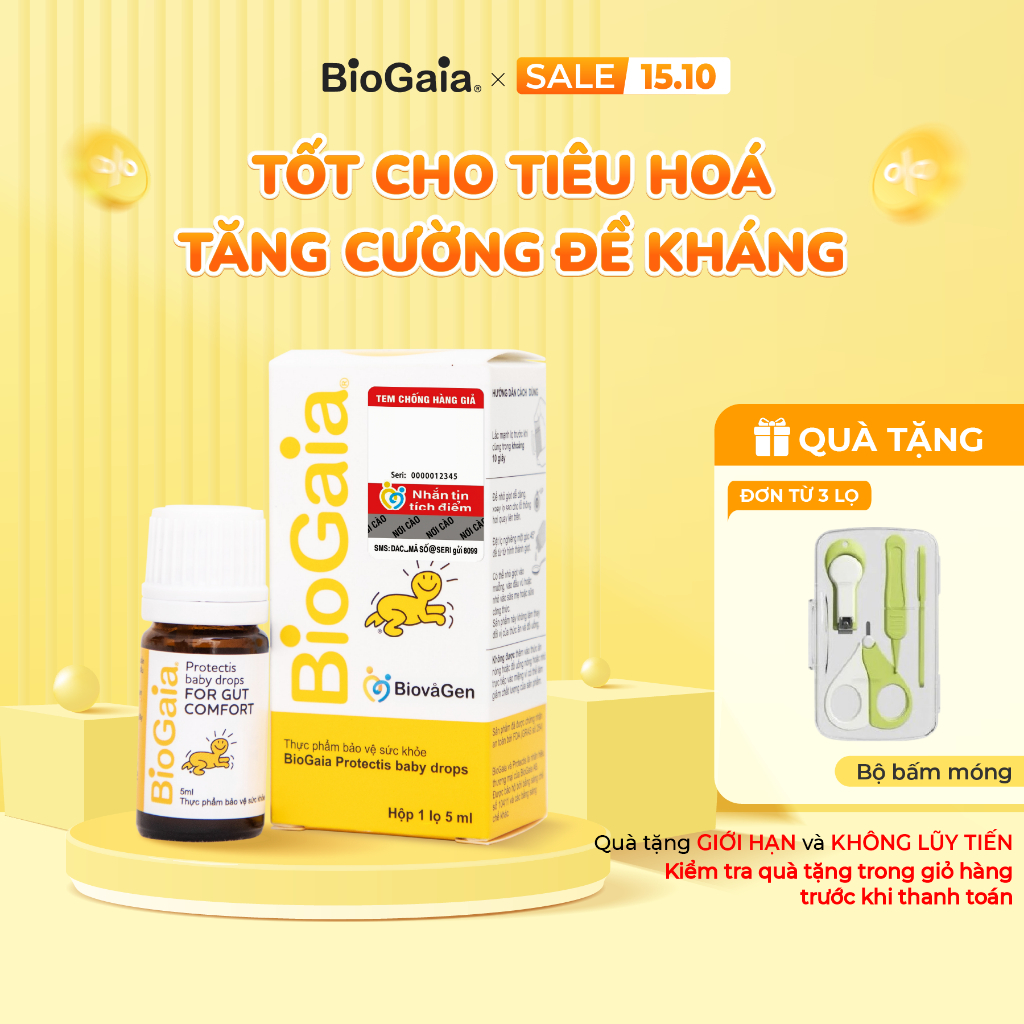 Men vi sinh BioGaia ProTectis Drops 5ml cải thiện hệ tiêu hóa xuất xứ Thụy Điển