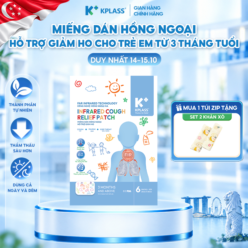 Miếng dán hồng ngoại hỗ trợ giảm ho cho bé từ 3 tháng tuổi KPLASS - Miếng dán…