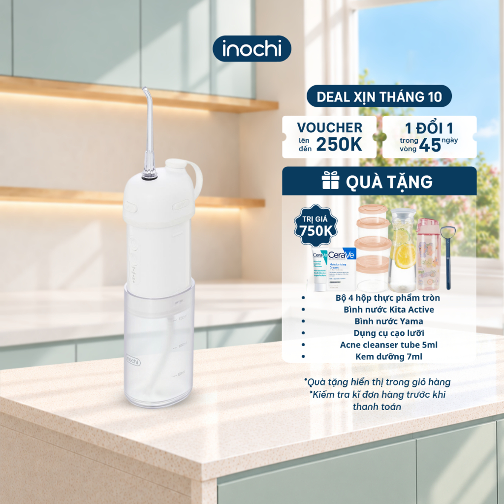 Máy tăm nước Okina Gấp gọn (FC5260) - Chống nước IPX7, Pin bền 30 ngày, Công…