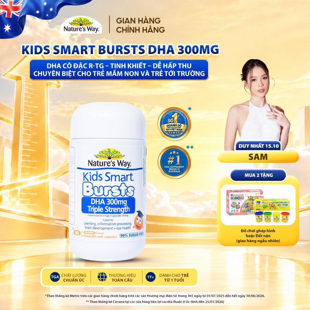 DHA 300mg Nature's Way Kids Smart Triple Strength Bổ Sung DHA Hàm Lượng Cao…