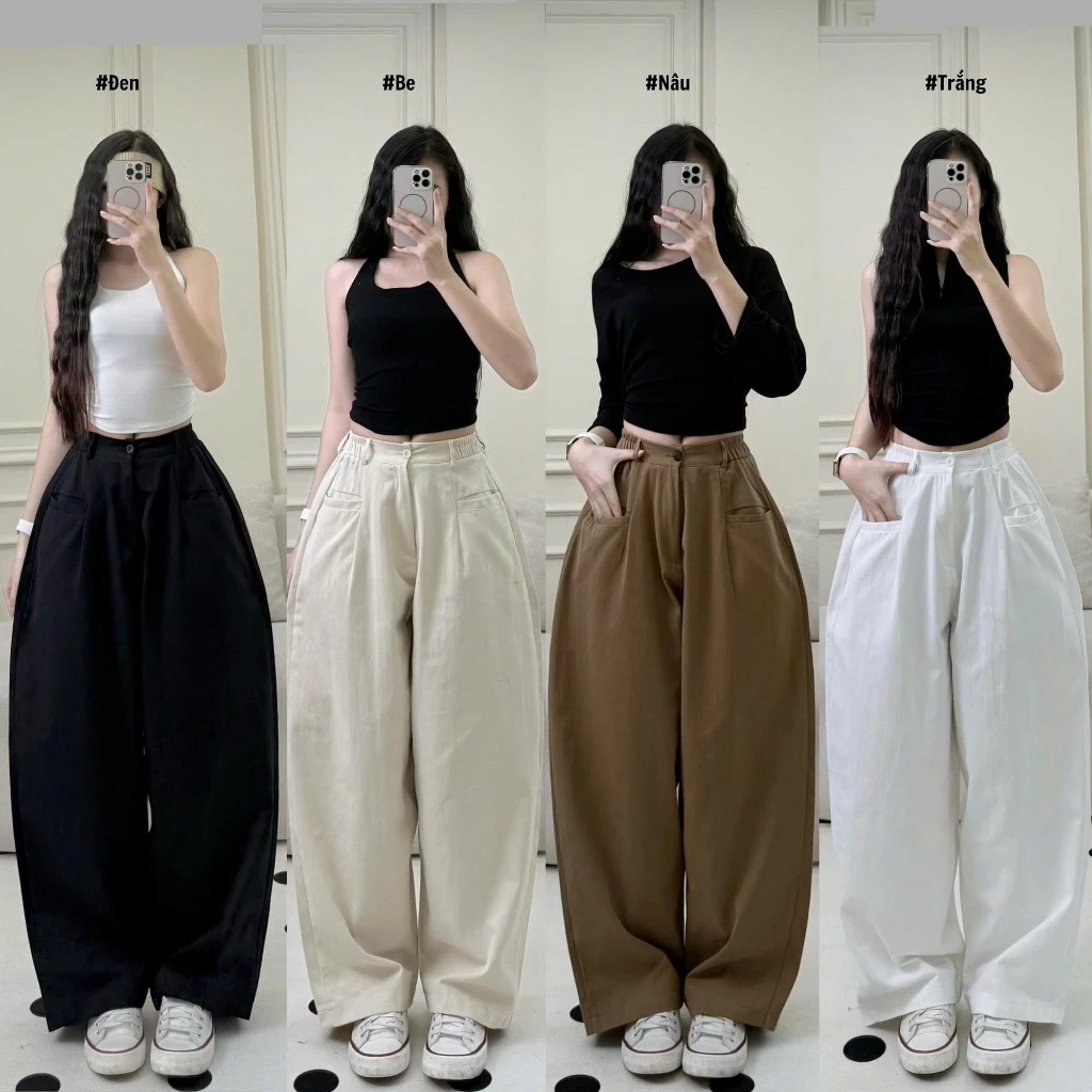 Quần kaki harem túi ngang cạp bán chun dễ mặc chuẩn form đi học đi chơi