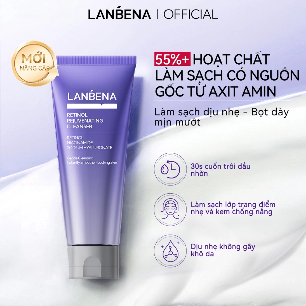 LANBENA Sữa rửa mặt Retinol Niacinamide (100g)-Làm sạch, kiểm soát dầu, sạch tế bào chết và làm tươi mới làn da Skincare