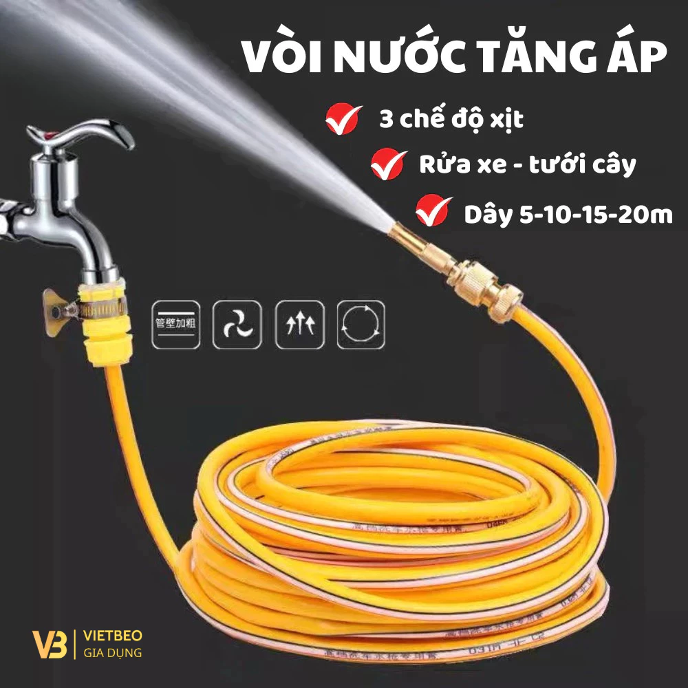 COMBO Vòi Xịt Kèm Dây Didooglt 5m-10m-15m-20m Vòi Phun Áp Xuất Cao Đa Chắc Nặng Dễ Dàng Tháo Lắp