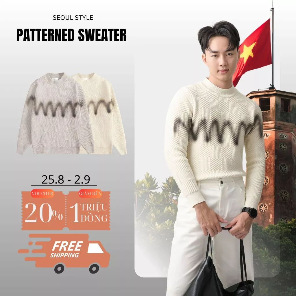 Áo len cổ 3 phân nam nữ họa tiết mùa đông chất liệu len dệt cao cấp mềm mại giữ ấm tốt - SEOUL- 69