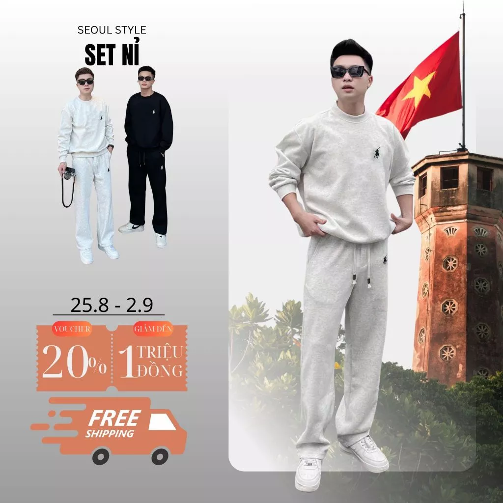 Bộ Nỉ Nam Mùa Đông KEEP-WARM SEOUL Chất Nỉ Cao Cấp Dày Dặn, LOGO THÊU CON NGỰA Trẻ Trung, Khỏe Khoắn
