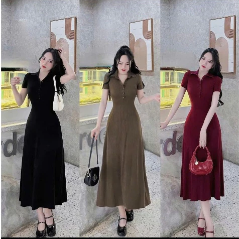 Đầm Hack Dáng Ngắn Tay Che Mỡ Bụng, Đi Tiệc Chất Thun Gân Co Giãn Tôn Dáng Top Dress