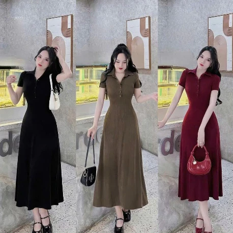Đầm Hack Dáng Ngắn Tay Che Mỡ Bụng, Đi Tiệc Chất Thun Gân Co Dãn Tôn Dáng Dress Top