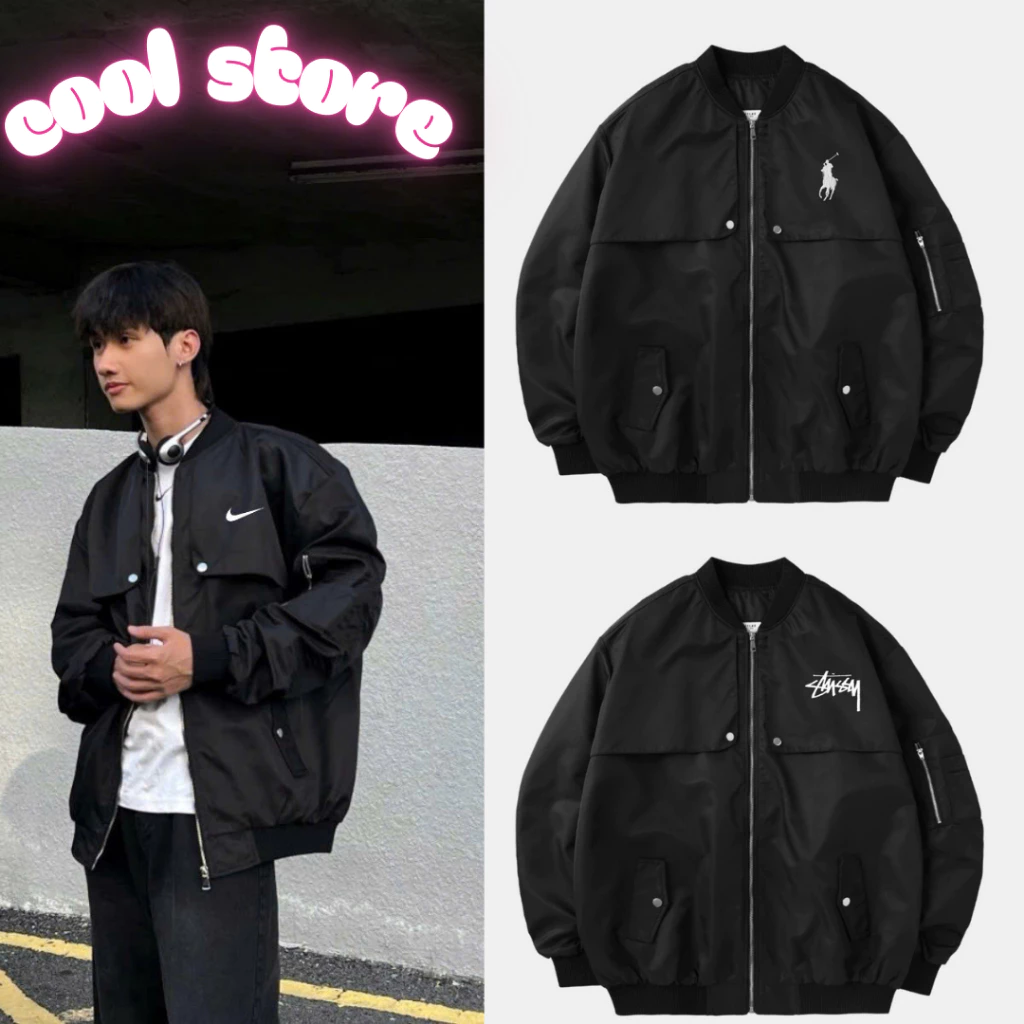 Áo bomber 2 lớp dù cao cấp  chống gió, chống nước , hàng chuẩn loại 1 chuẩn fomr unisex cúc bấm khóa tay COOL STORE B3
