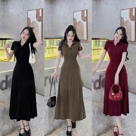 Đầm Hack Dáng Ngắn Tay Che Mỡ Bụng, Đi Tiệc Đi Chơi Chất Thun Gân Co Dãn Tôn Dáng  - Dress