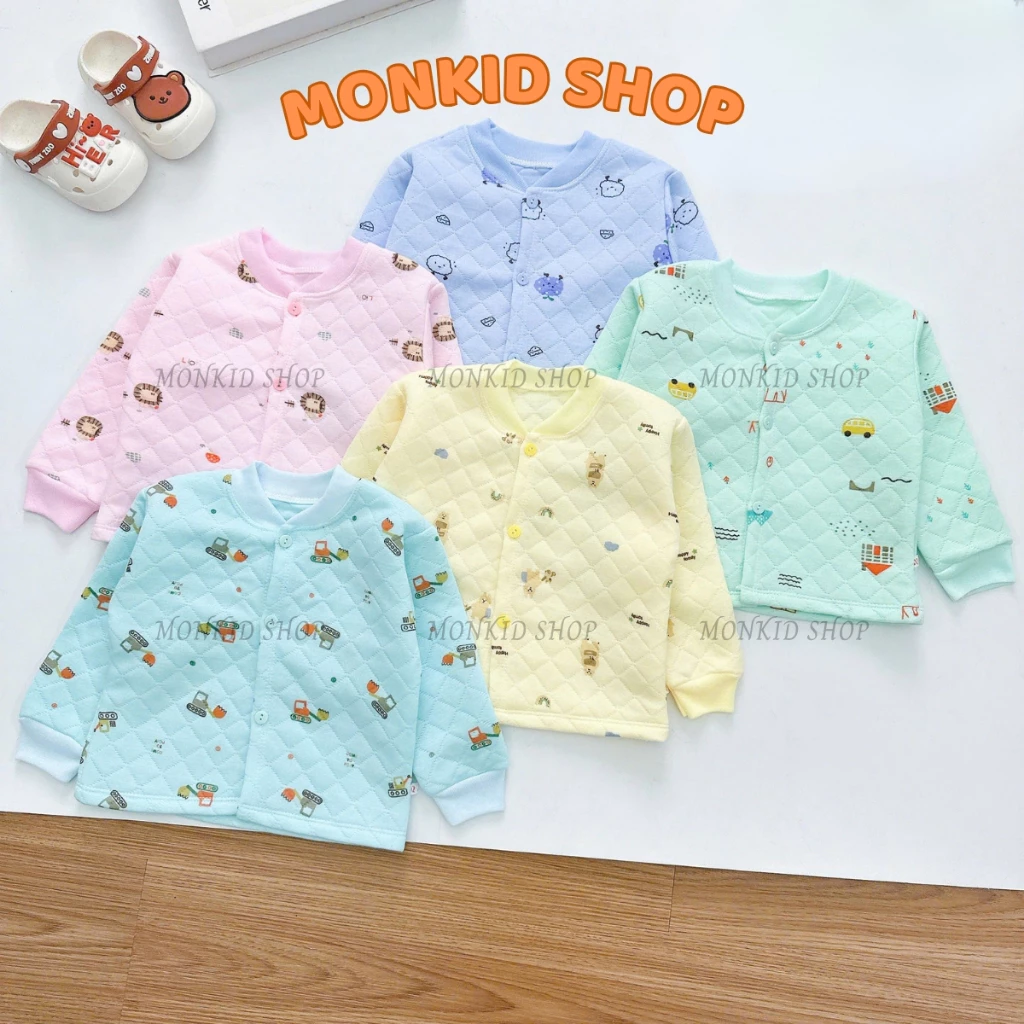 Combo 3/5 Áo Dài Tay Thu Đông Vải Xốp Trần Bông Siêu Ấm Cho Bé Sơ Sinh 3-10kg