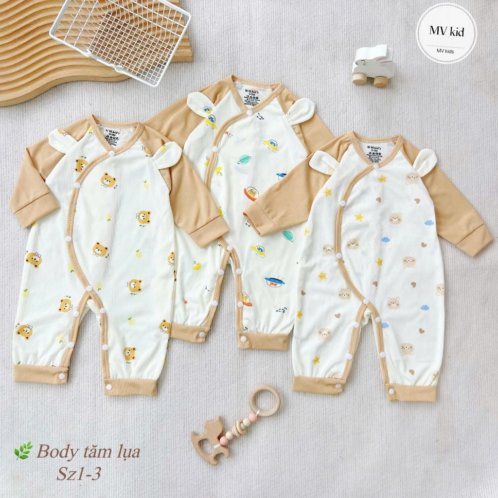 [Combo 3-5 BODY TĂM] Body Dài Tay Sơ Sinh Vải Tăm Cotton Ấm Áp Mùa Thu Đông Cho Bé Từ 0-9 Tháng