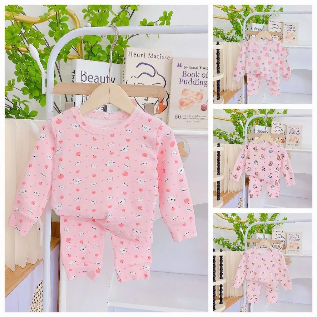 Bộ dài tay cotton dày dặn ấm áp co dãn 4 chiều thoải mái cho bé trai bé gái 8_14kg
